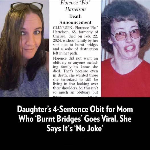 Daughter’s 4-Sentence Obit for Mom Who ‘Burnt Bridges’ Goes Viral. She Says It’s ‘No Joke’